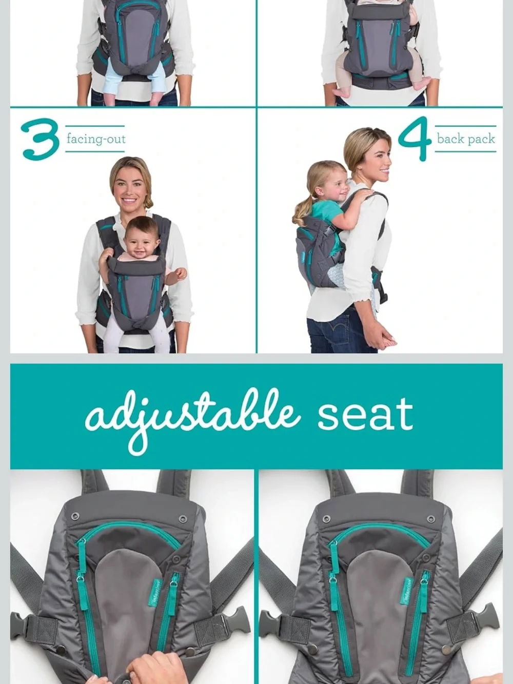 Infantino Gray and Teal Baby Front Carrier